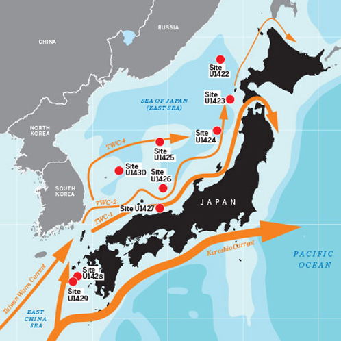 JOIDES Resolution, drilling sites, Sea of Japan, sedimentology, climate science