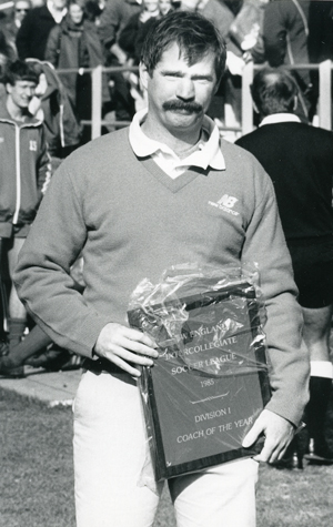 Roberts won the first of five New England Intercollegiate Soccer League Division 1 Coach of the Year awards in 1985. Photo courtesy of BU Athletics 