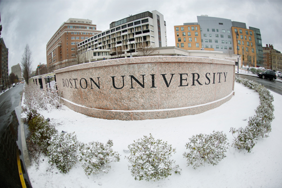 Boston University Charles River Campus during a snow storm