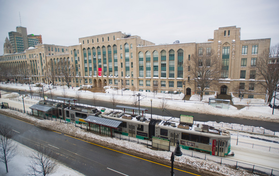 BU East MBTA T station during Blizzard of 2015