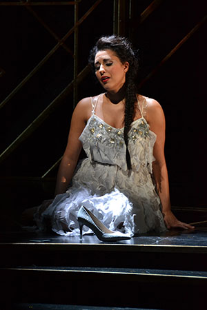 Portraying Cinderella in Jules Massenet's <em>Cendrillon</em> at the BU Theatre is Samina Aslam (CFA ’15).