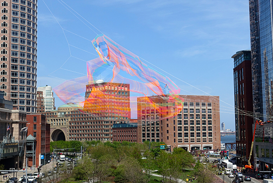 Janet Echelman's sculpture above the Rose Kennedy Greenway in Boston