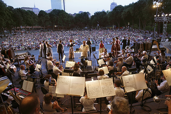 Boston Landmarks Orchestra performing at the Hatch Shell