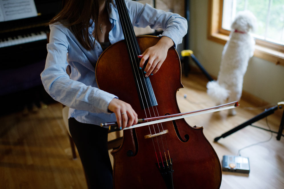 Lisa Hong practices the cello
