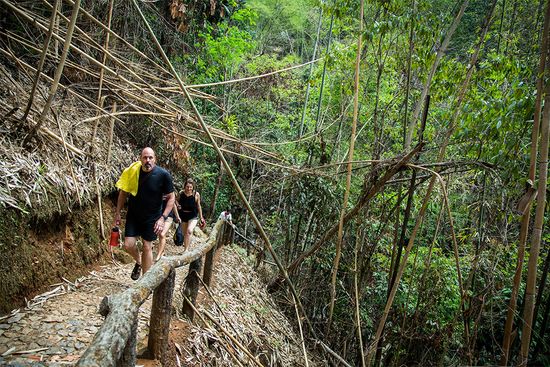 BU Sargent College faculty on a wilderness outing with students during a public health education trip to Ban Doi Chaang village in Thailand