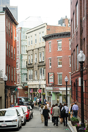 Students of James Pasto's of Boston University summer course about history and culture of the North End take a tour of the Boston neighborhood