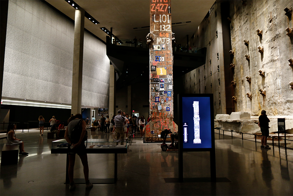 Last Column, final steel beam removed from Ground Zero on display at the 9/11 Memorial Museum in New York City