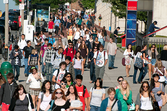 Students walking on campus