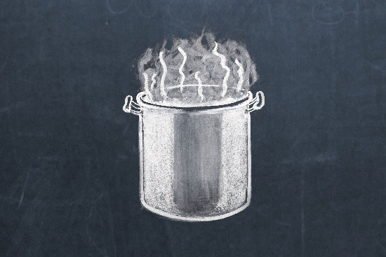 chalk drawing of a steaming stockpot