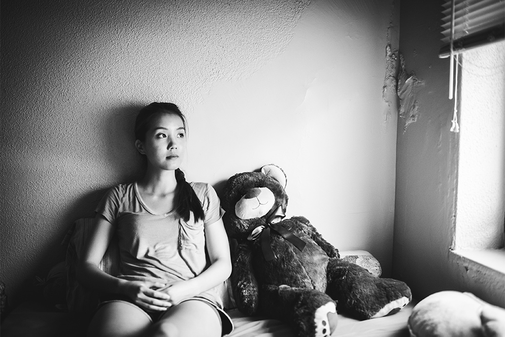 Boston University student Mandy Yao at home in her bedroom