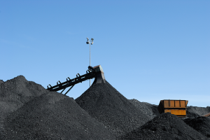 piles of coal at a coal depot