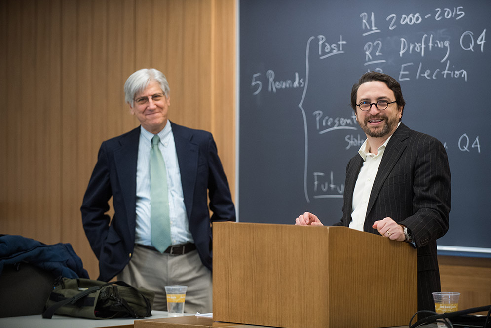 Michael Cutler (LAW’73) helped draft the Massachusetts marijuana legalization initiative; he shared his experiences with Jay Wexler’s LAW class.