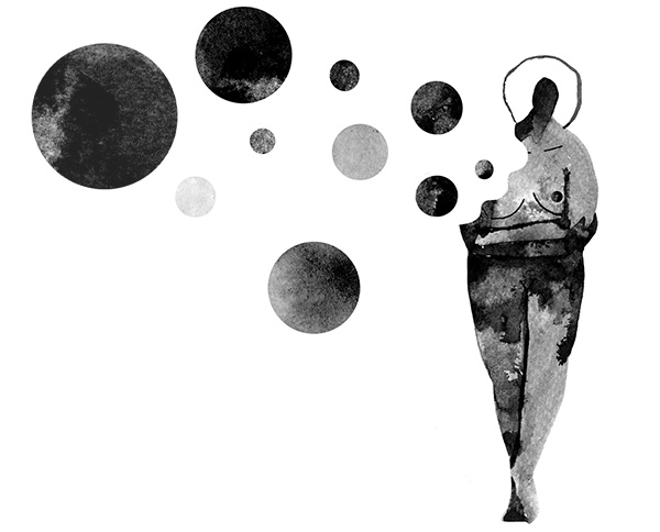 Illustration of an African-American woman with pieces of her body floating away