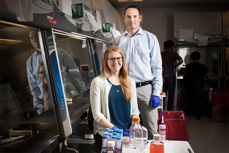 Finn Hawkins and Katherine McCauley, researchers at Boston University Center for Regenerative Medicine CReM