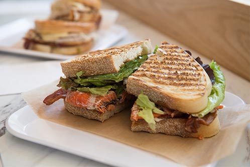 Salmon BLT sandwich at The Foodsmith bakery and cafe in Duxbury, MA