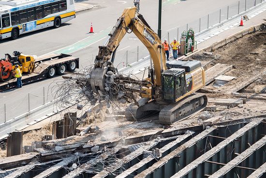 Bobcat assisting construction