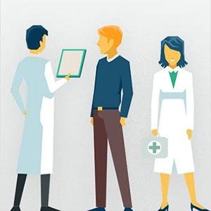 Graphic illustration of a cancer care team