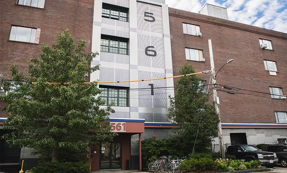 Office building at 561 Windsor St, Somerville, MA, where the EHChocolatier factory and store is located