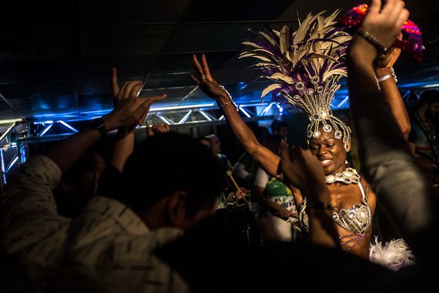 The BU Brazilian Association Carnaval, with music, a drumming group, and samba performers, was held February 10. Carnaval is a celebration held before Lent, the 40 days of fasting and penance leading to Easter. Photo by Alexandra Wimley (COM’17)