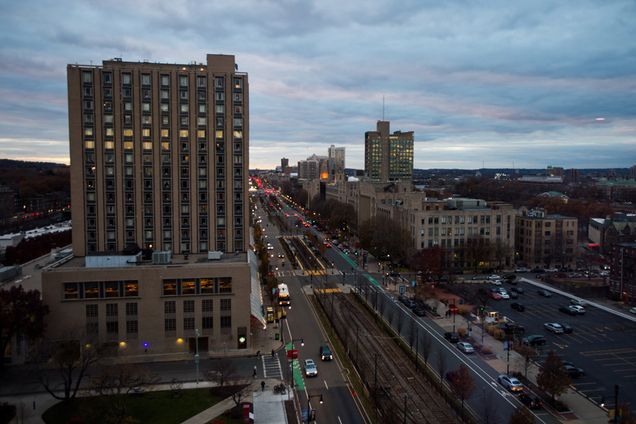 BU campus at dusk