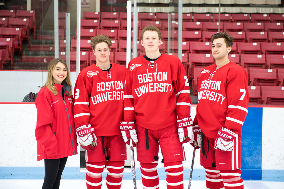 The men’s hockey student manager and three players all have dads who played for BU and then went on to play professionally.