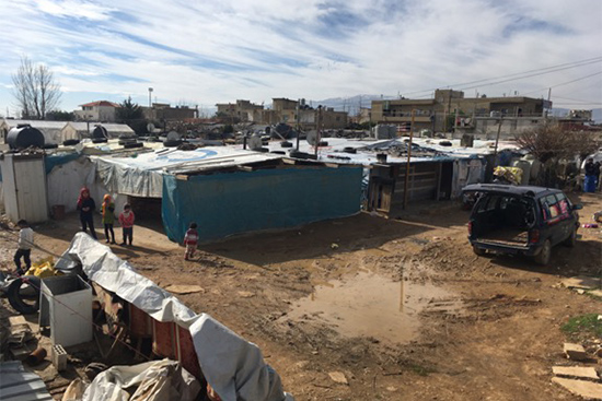 View of a Syrian refugee camp in Lebanon