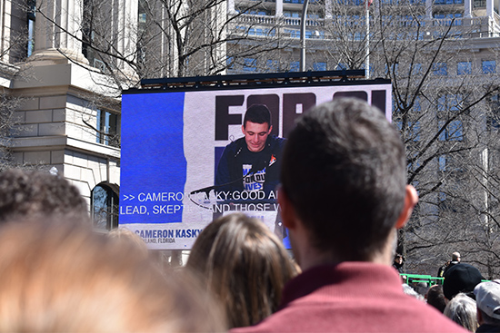 Cameron Kasky speaks at the March for Our Lives protest in Washington DC