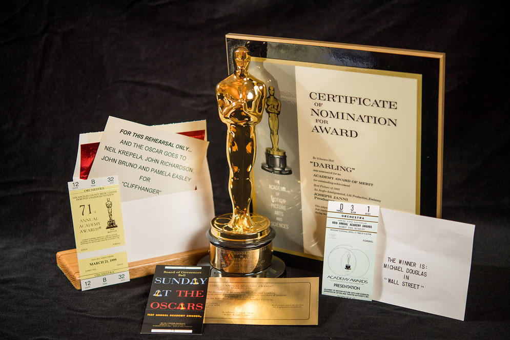 Items from a collection of Academy Awards history at the Howard Gotlieb Archival Research Center at Boston University