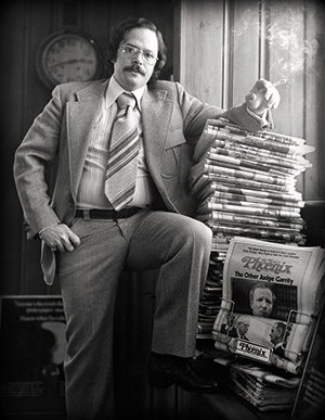 Stephen Mindich in the Boston Phoenix offices, 1976. Photo by Peter Simon