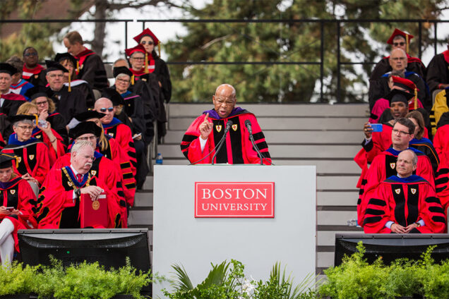 US Congressman Rep. John Lewis (D-Ga.) delivers the keynote address at Boston University's 145th Commencement.