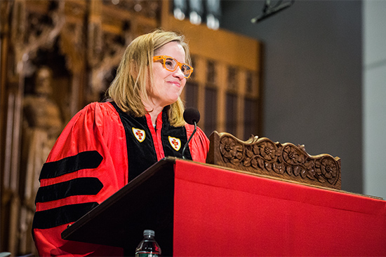 Mayor of San Juan, Puerto Rico, Carmen Yulín Cruz Soto delivers the Baccalaureate Address at Marsh Chapel as part of Boston University's 145th Commencement.