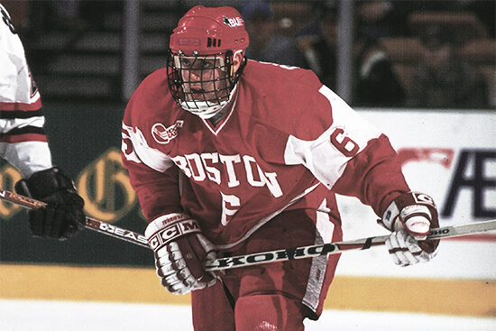 BU Hockey head coach Albie O'Connell as a player at Boston University.