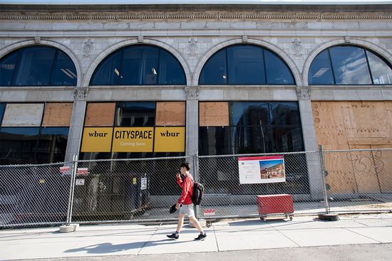 The site of the new WBUR Cityspace under construction.