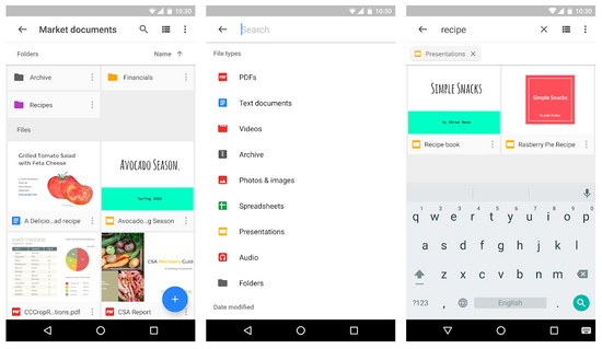 Screenshots of the Google Drive app.