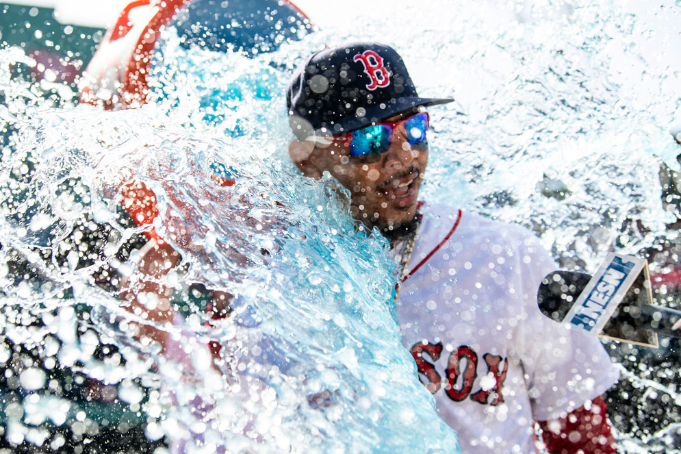 Mookie Betts’ three-homer day ended with a Gatorade bath