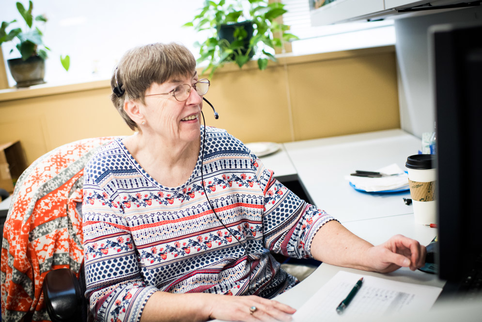 A portrait of Marie Gannon at BU’s switchboard