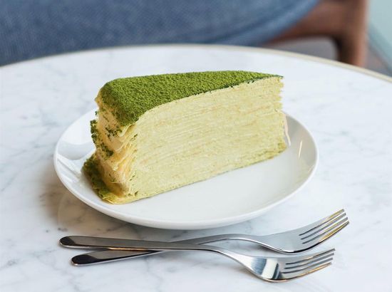 Green tea mille crepe cake