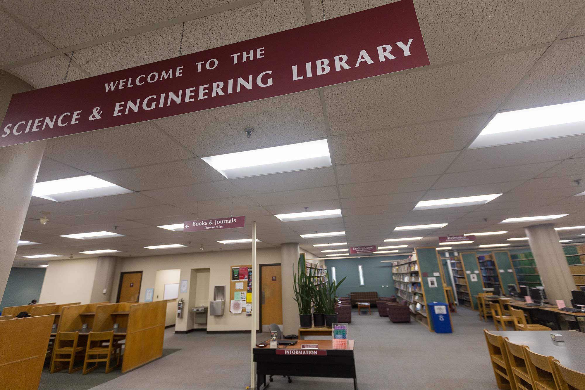 Interior view of the Science & Engineering Library at Boston University.
