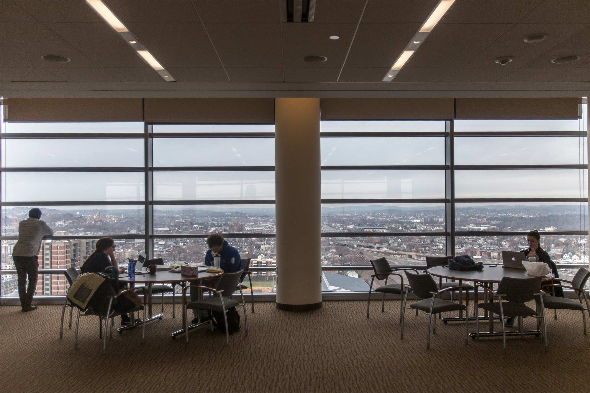 Students in the StuVi II study lounge at Boston University.