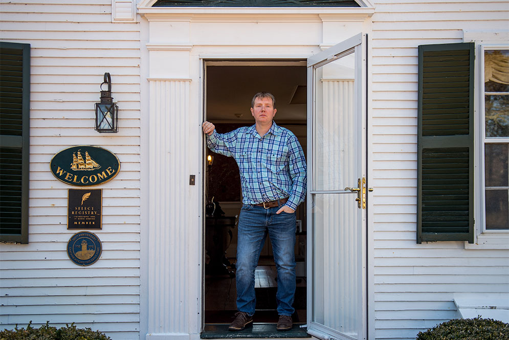 Cape Cod innkeeper James Meyer (SHA’98) has many nonswimmer customers, insulating his business, he says, from any drops because of recent shark attacks. Photo by Cydney Scott
