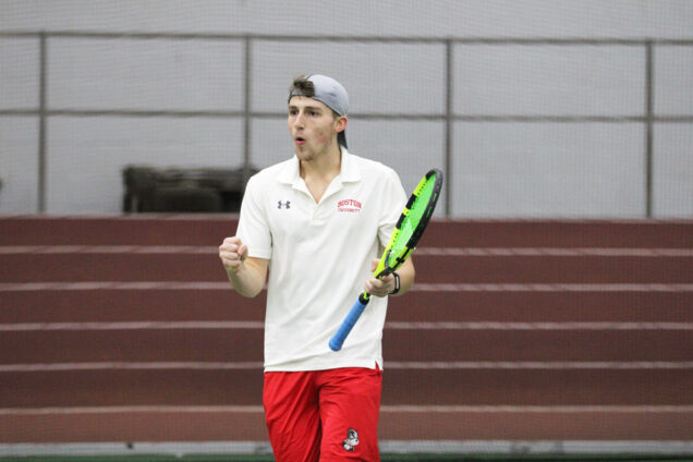 Pete Siozios with his tennis racket