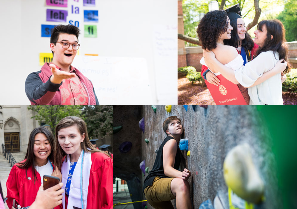 Composite image of Boston University students Sam DeSoto, Jess Silva, Lisa Hong, and Kayla Furbish