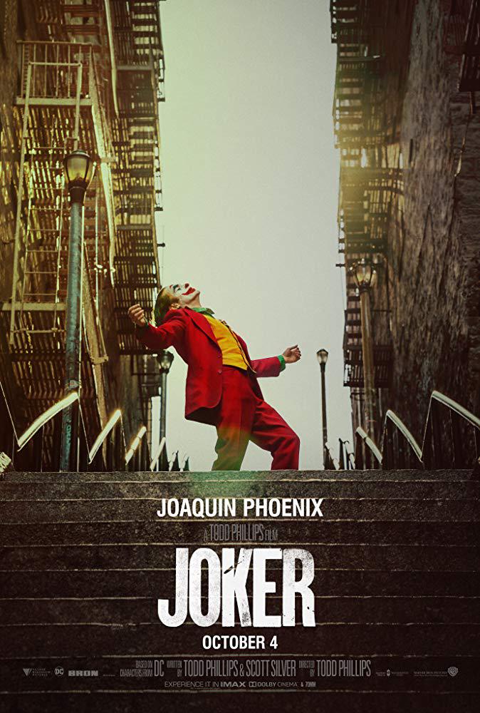 Official poster for the 2019 movie Joker starring Joaquin Phoenix.