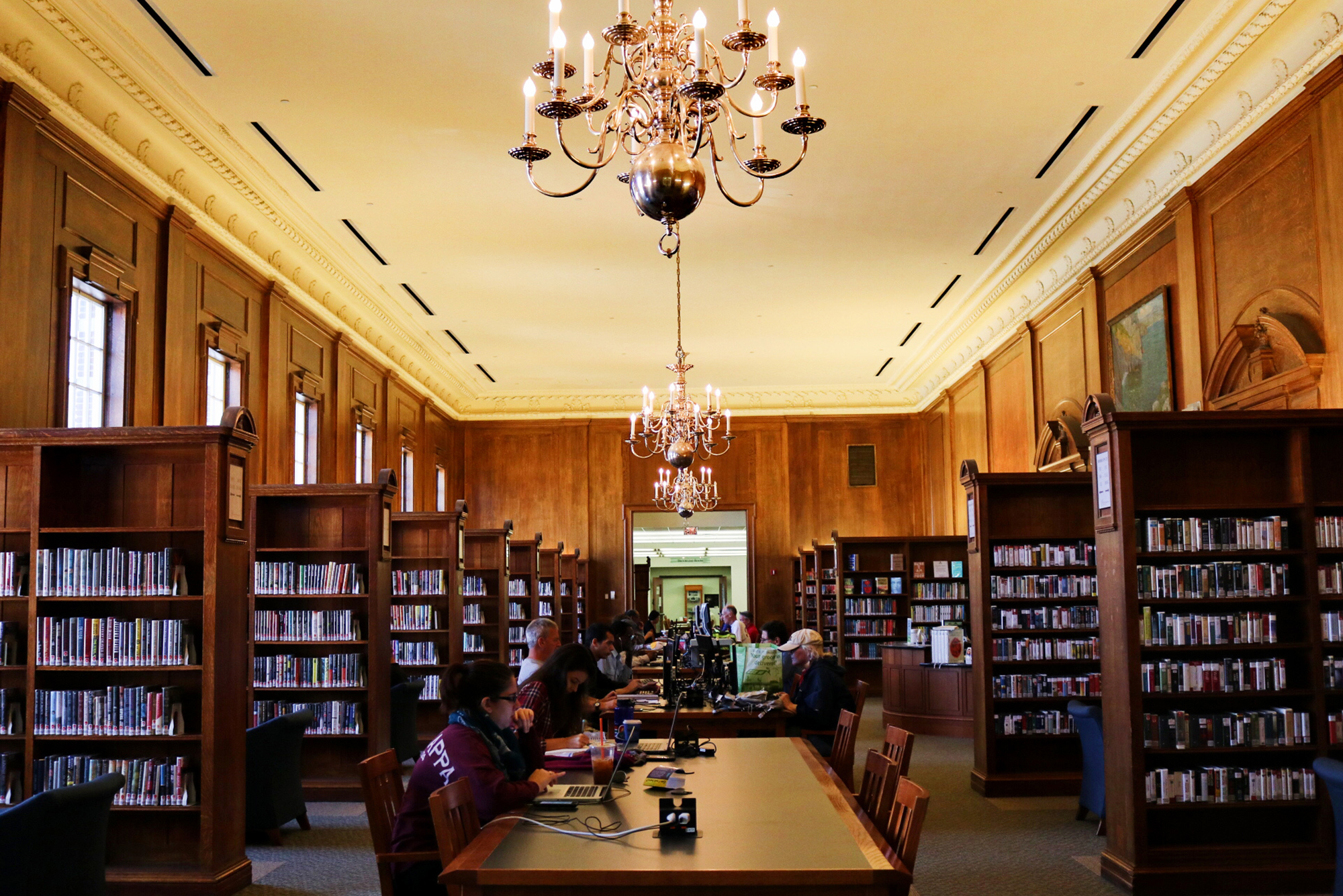 Photo: Interior view of the Brookline Public Library.