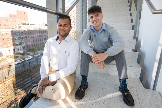 Rishab Nayak (CAS’21) (left) and Austin Negron (ENG’21) pose for a photo