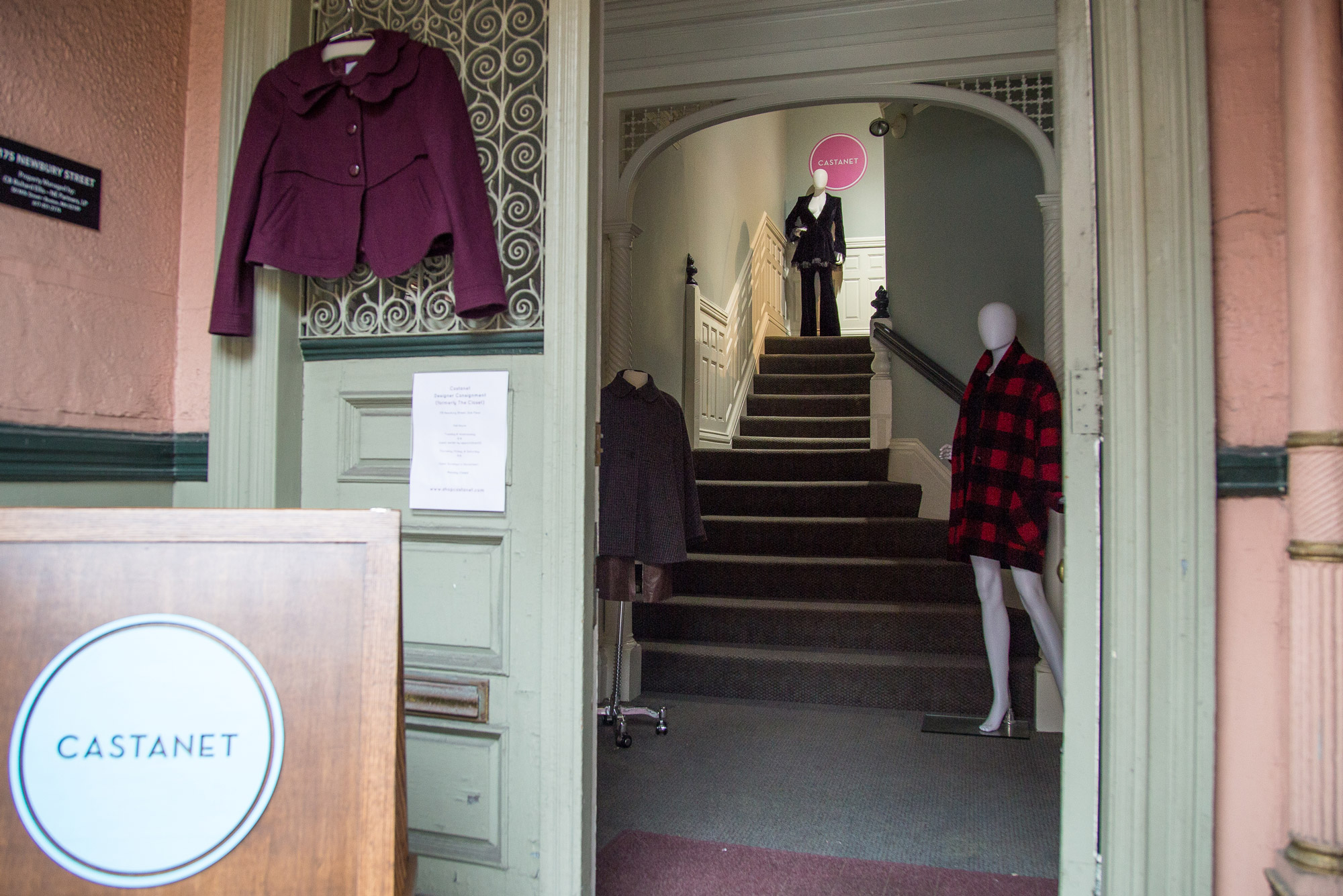 Stylish mannequins line the stairs leading up to Castanet