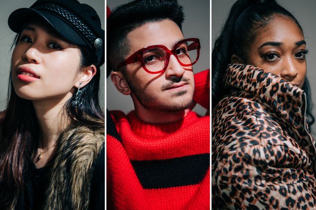 photos of three students wearing their favorite fall fashion accessory