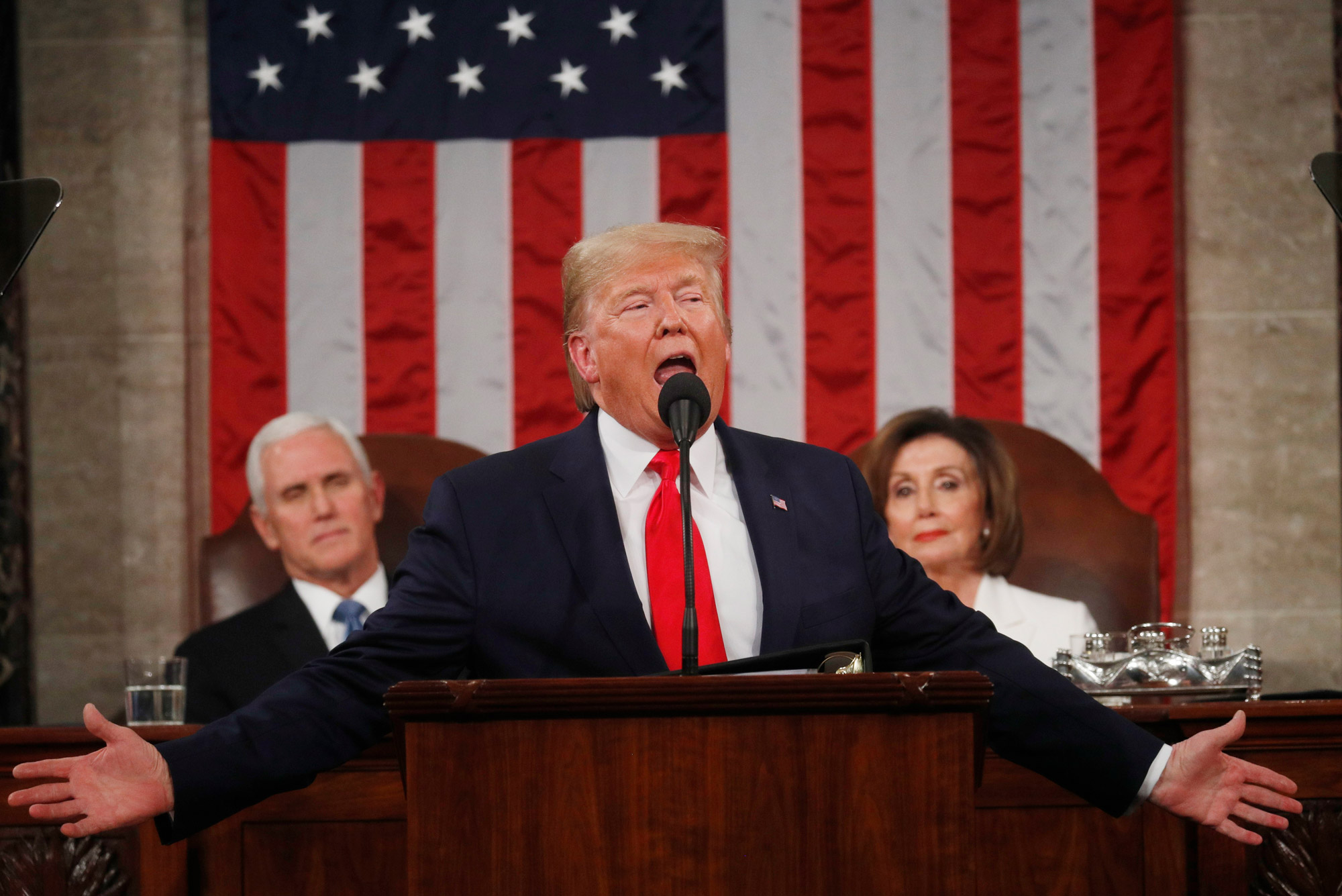 A photo of President Donald Trump at the State of the Union.