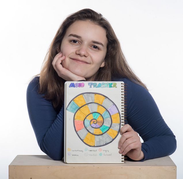 A photo of Sofia Marcelli with her bullet journal