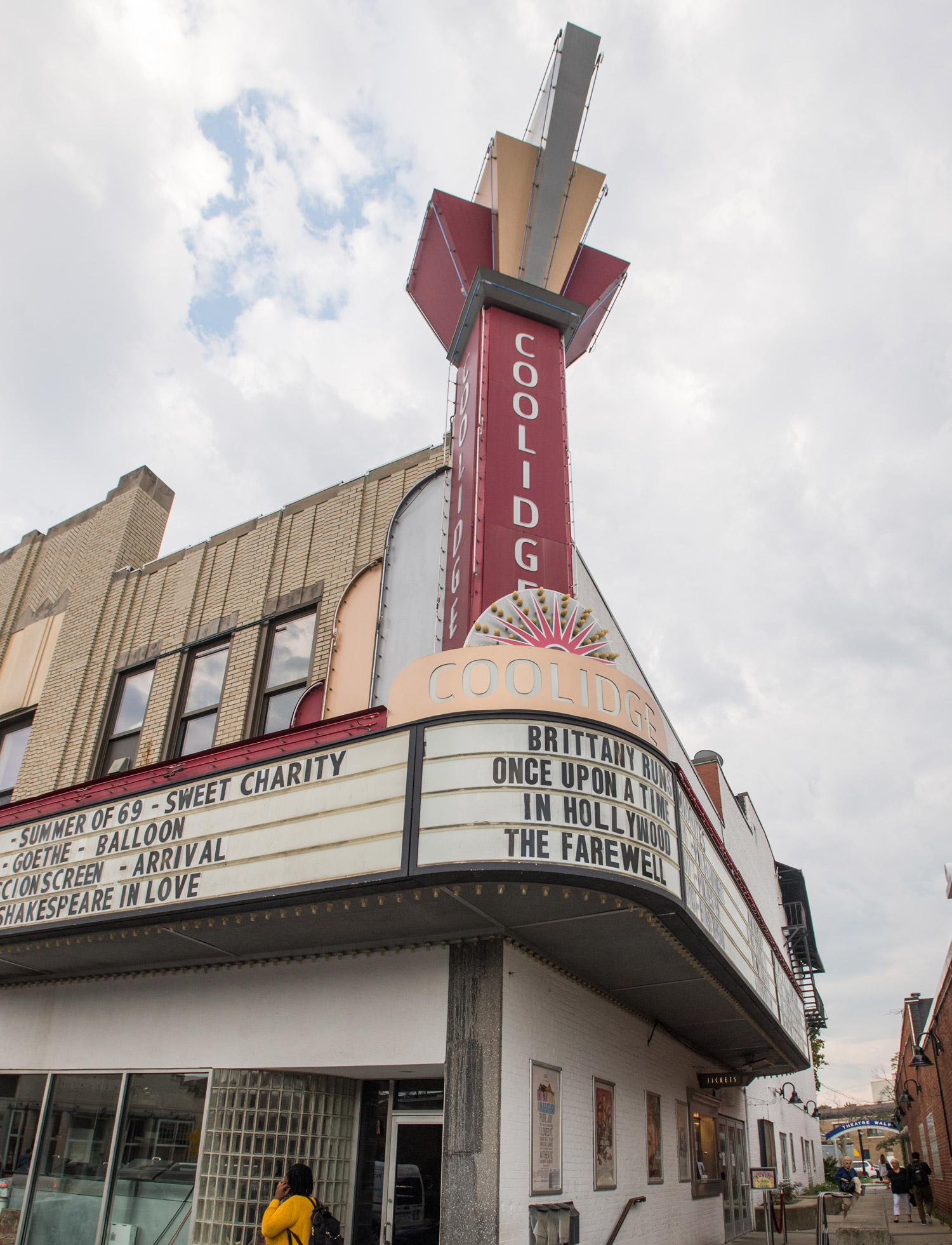 A photo of the marquee at the Coolidge Corner Theater